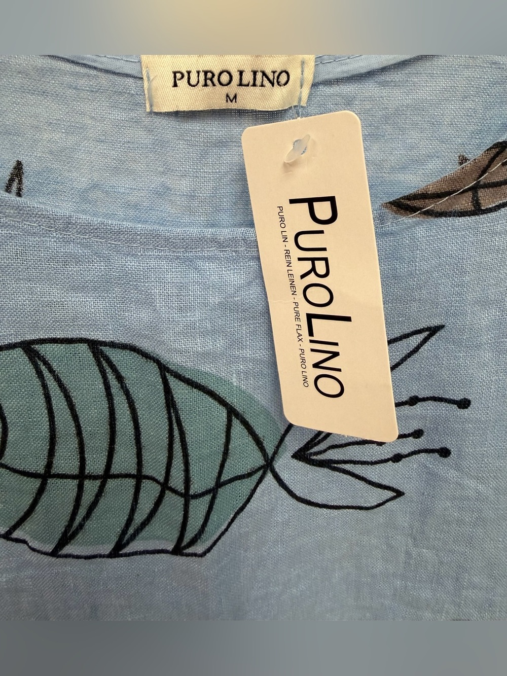 Light Blue Fish Print Cotton Dress size medium - Picture 4 of 5